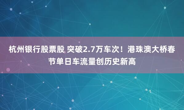 杭州银行股票股 突破2.7万车次！港珠澳大桥春节单日车流量创历史新高