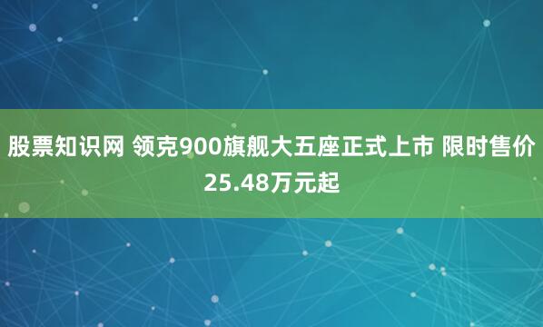 股票知识网 领克900旗舰大五座正式上市 限时售价25.48万元起